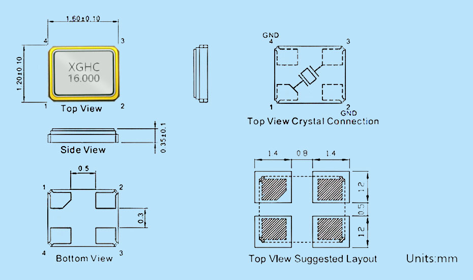 SMD2016無源晶振結(jié)構(gòu)圖